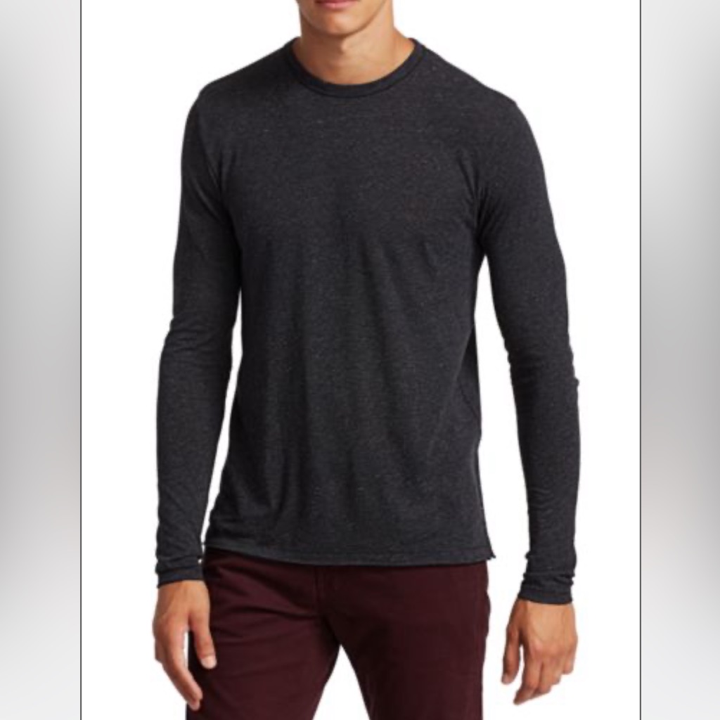 Rag & Bone Lincoln Speckled Long Sleeve Tee Charcoal Xl